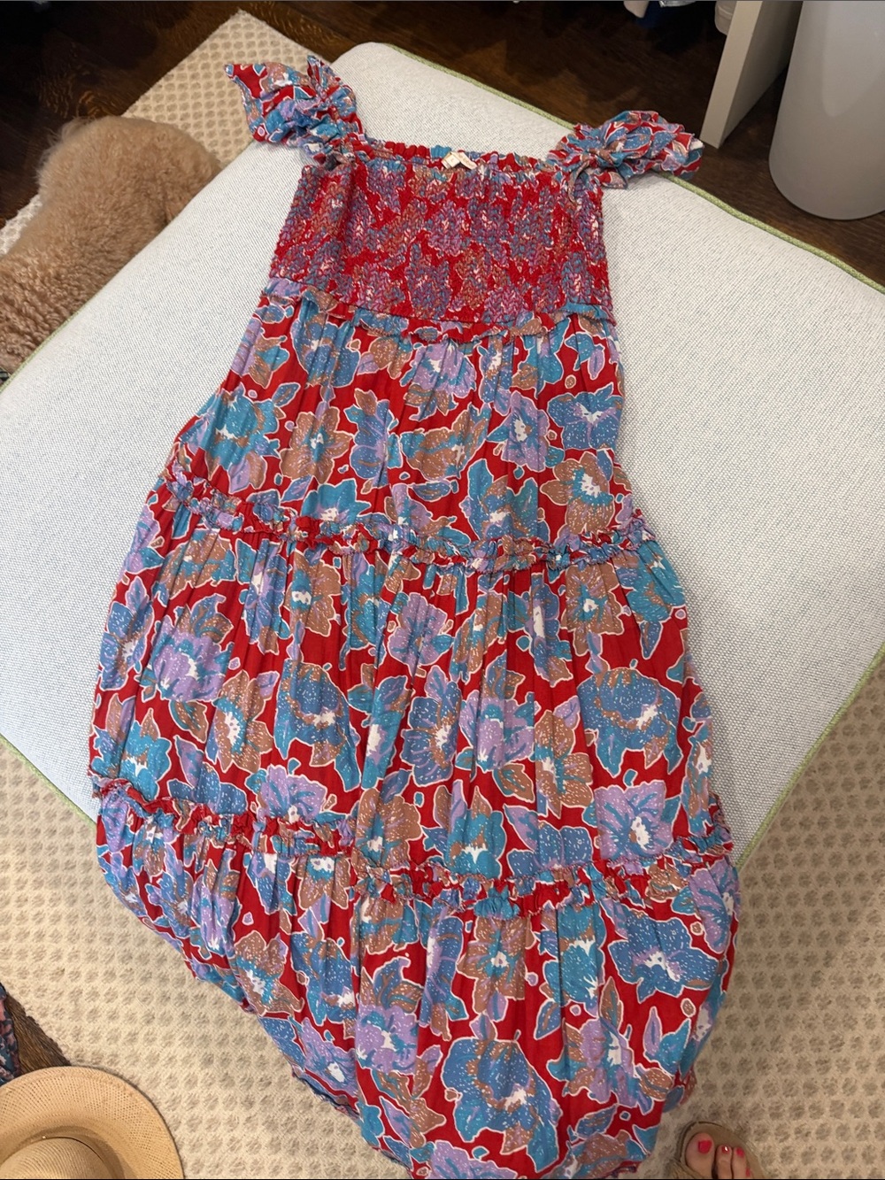 Love the label Red Floral Smocked Sundress